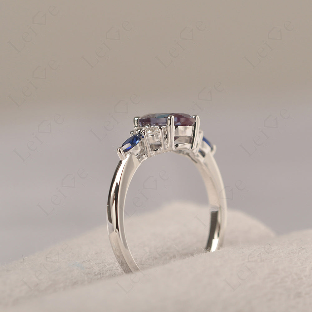 Alexandrite Ring Sterling Silver Oval Cut Ring