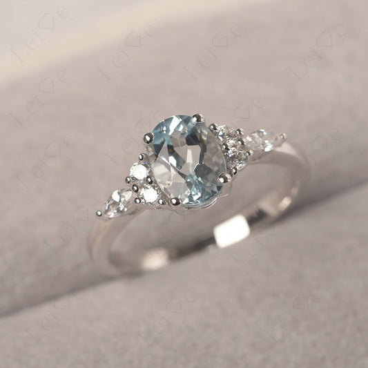 Aquamarine Ring Sterling Silver Oval Cut Ring