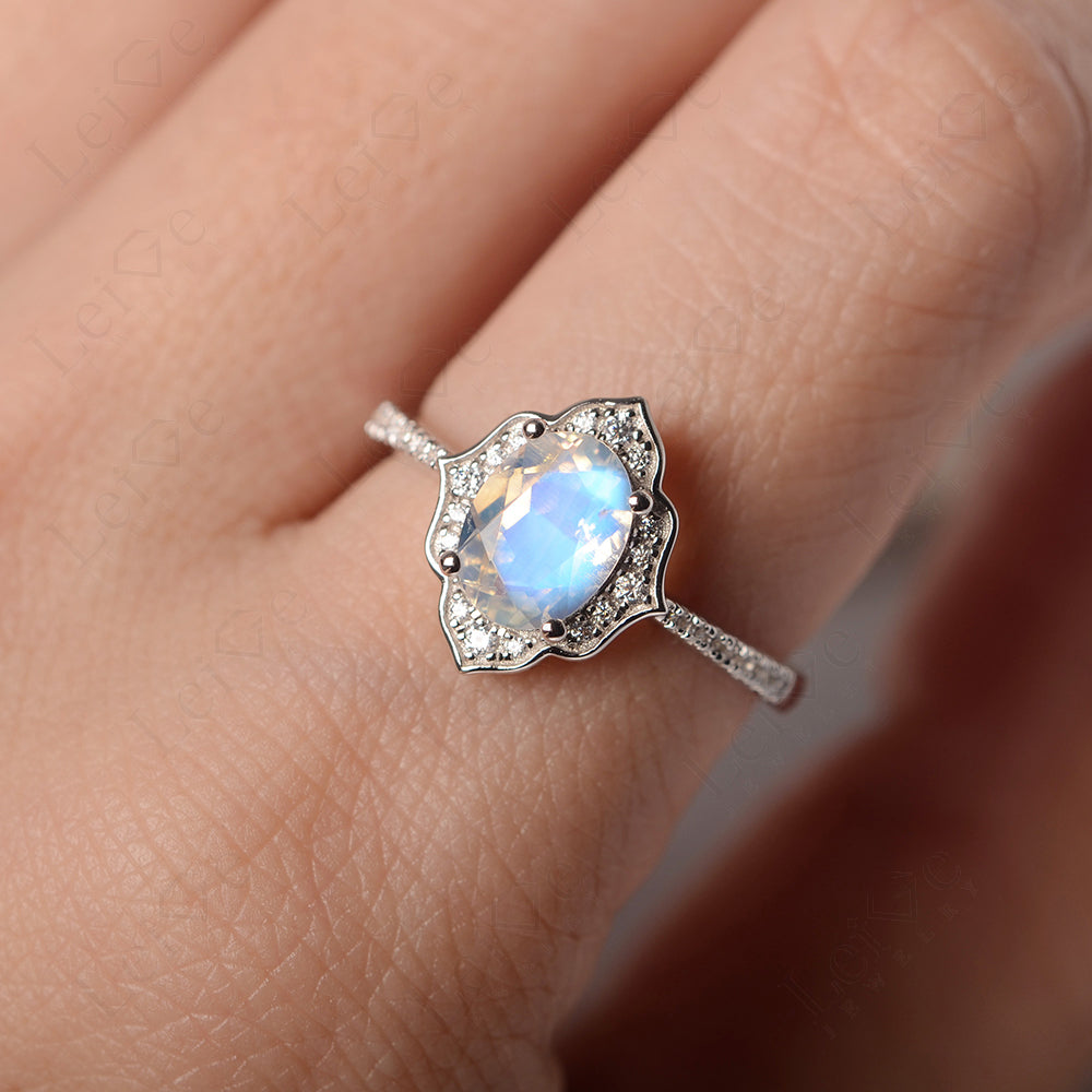 Moonstone Vintage Oval Halo Engagement Rings