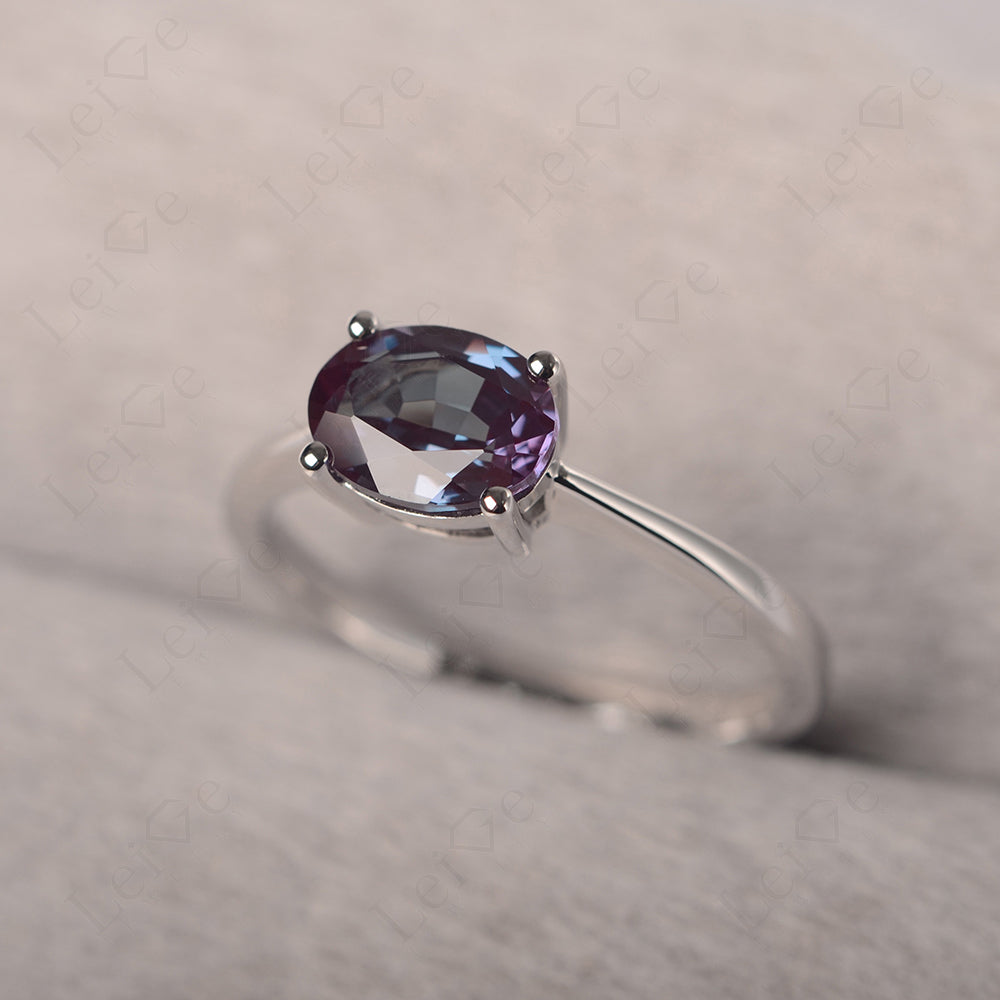 Alexandrite Horizontal Oval Solitaire Engagement Rings