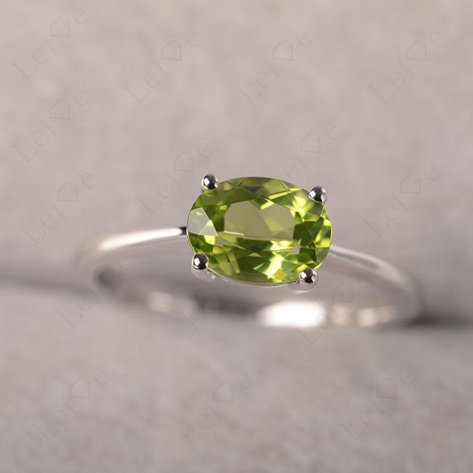 Peridot Horizontal Oval Solitaire Engagement Rings