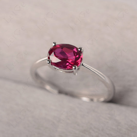 Ruby Horizontal Oval Solitaire Engagement Rings
