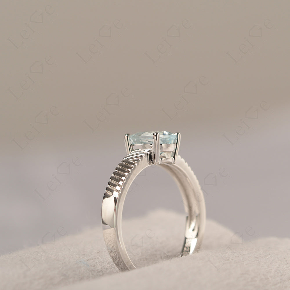 Oval Aquamarine Wide Band Engagement Ring