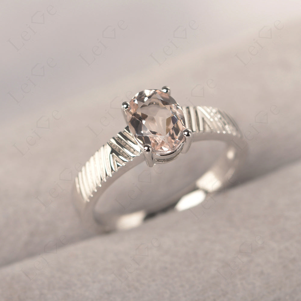 Oval Morganite Wide Band Engagement Ring