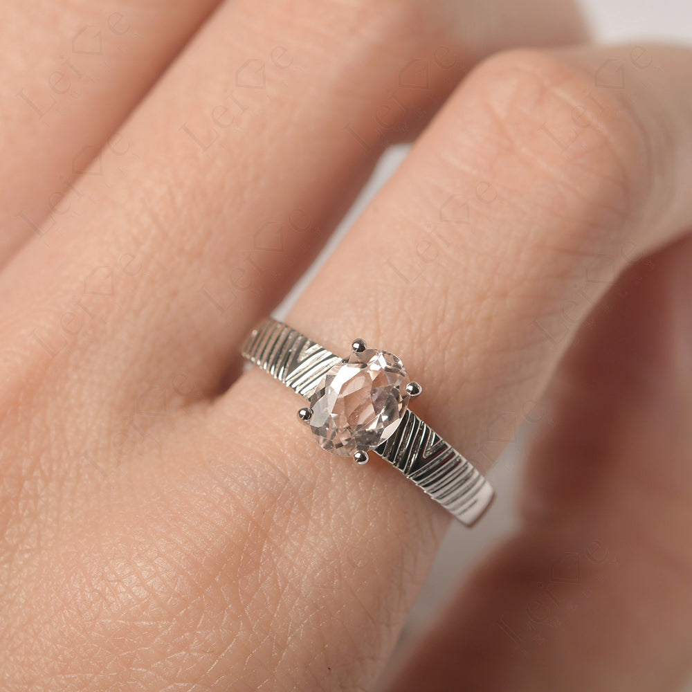 Oval Morganite Wide Band Engagement Ring