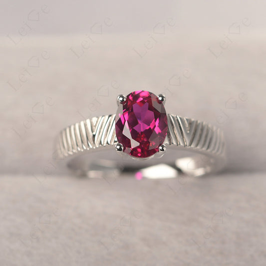 Oval Ruby Wide Band Engagement Ring