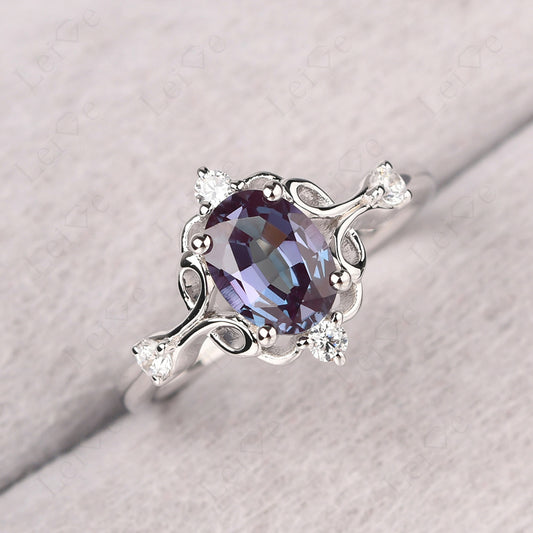 Alexandrite Ring Oval Vintage Engagement Ring