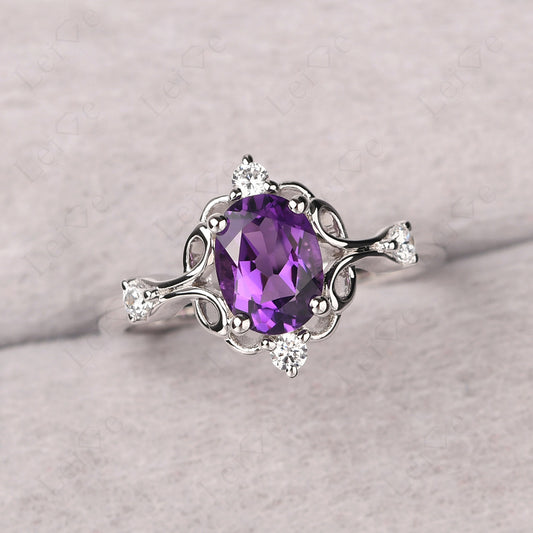 Amethyst Ring Oval Vintage Engagement Ring