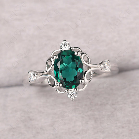 Emerald Ring Oval Vintage Engagement Ring