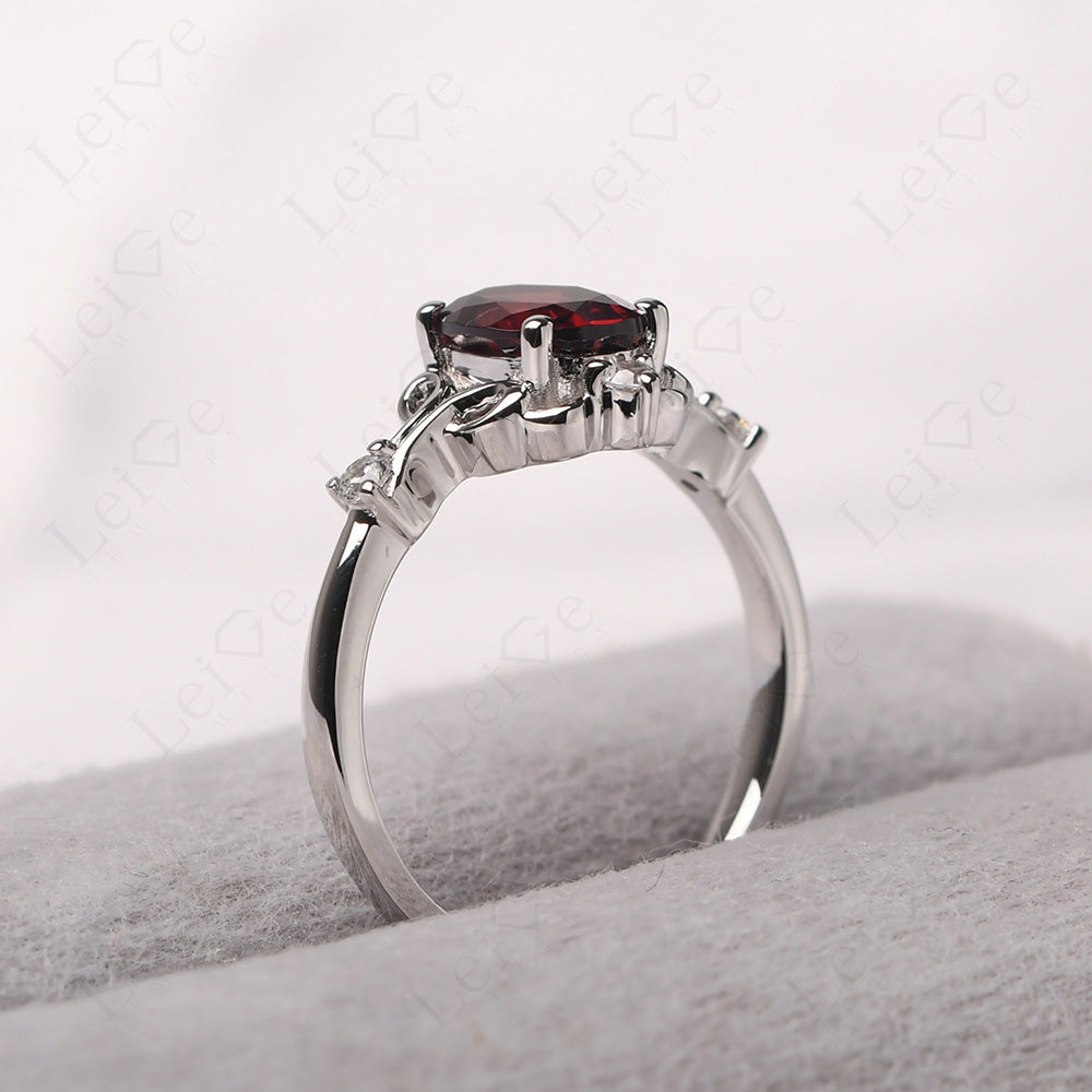 Garnet Ring Oval Vintage Engagement Ring
