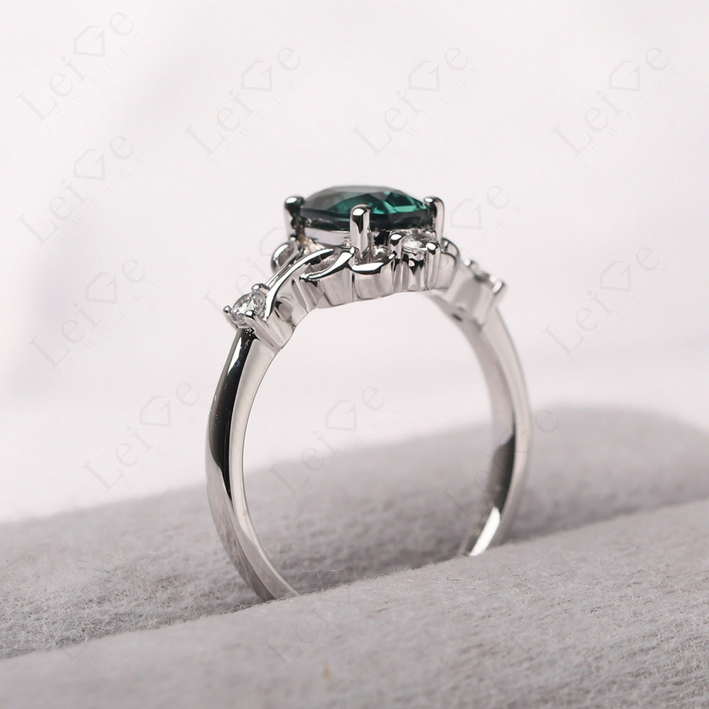 Green Sapphire Ring Oval Vintage Engagement Ring