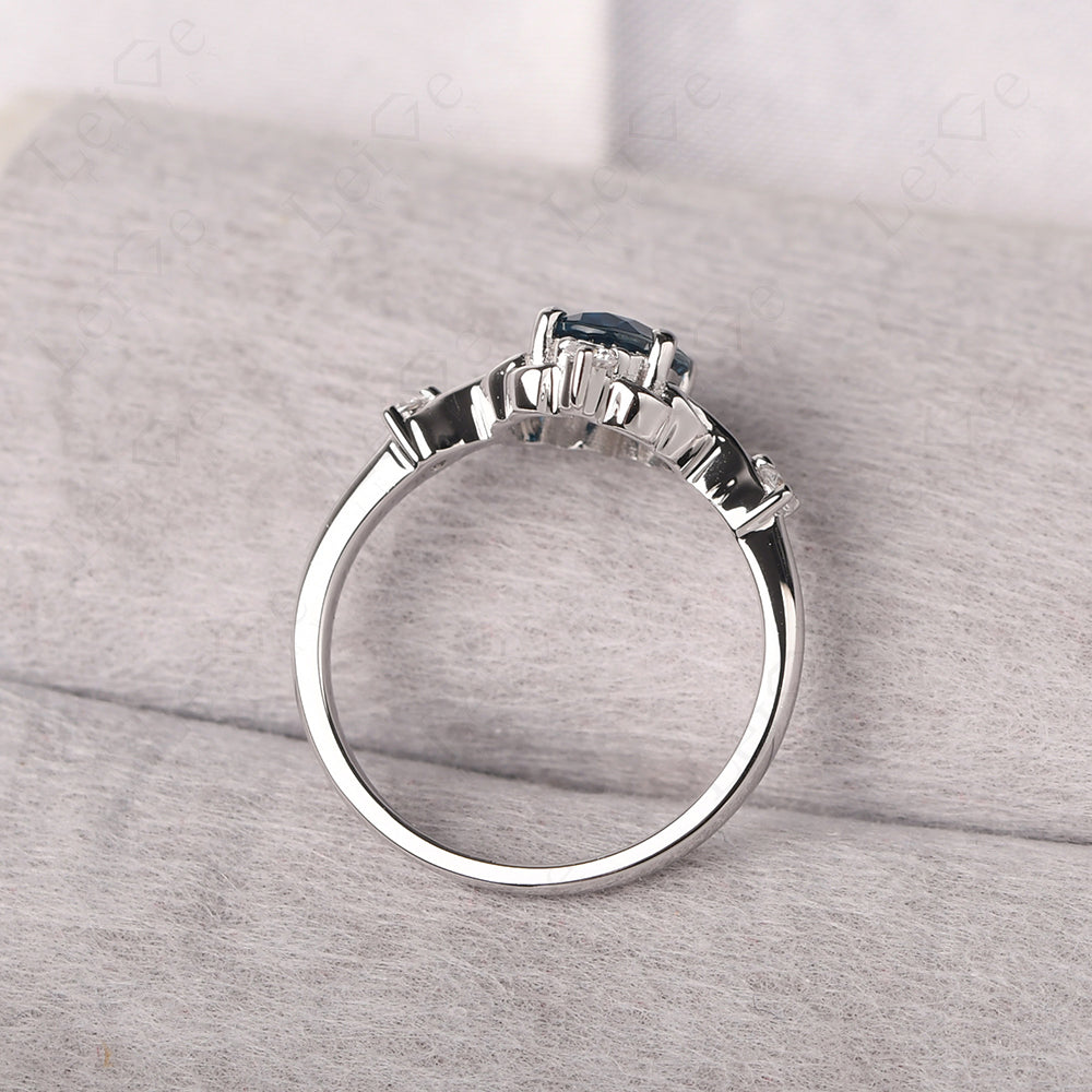 London Blue Topaz Ring Oval Vintage Engagement Ring