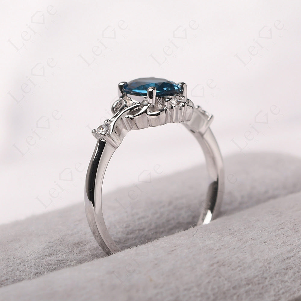 London Blue Topaz Ring Oval Vintage Engagement Ring