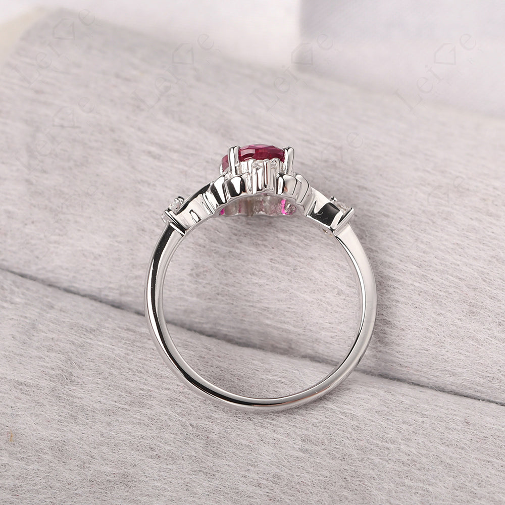Ruby Ring Oval Vintage Engagement Ring
