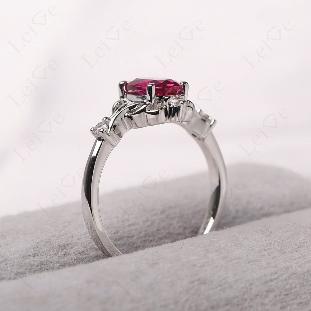 Ruby Ring Oval Vintage Engagement Ring