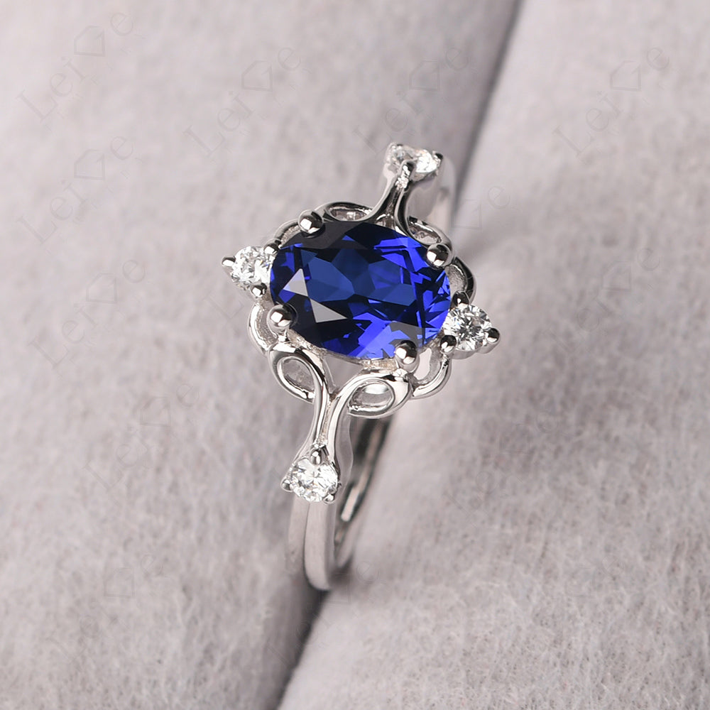 Sapphire Ring Oval Vintage Engagement Ring