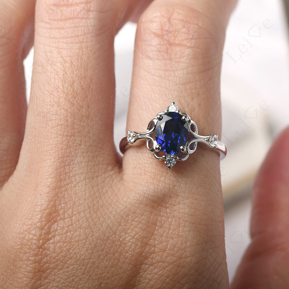 Sapphire Ring Oval Vintage Engagement Ring