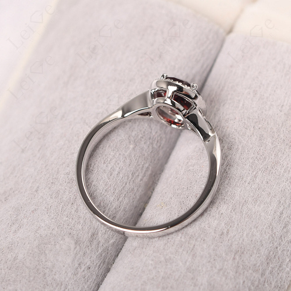 Oval Garnet Halo Engagement Ring