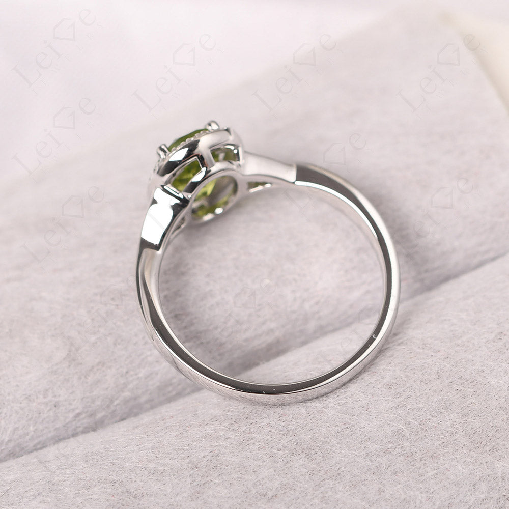 Oval Peridot Halo Engagement Ring