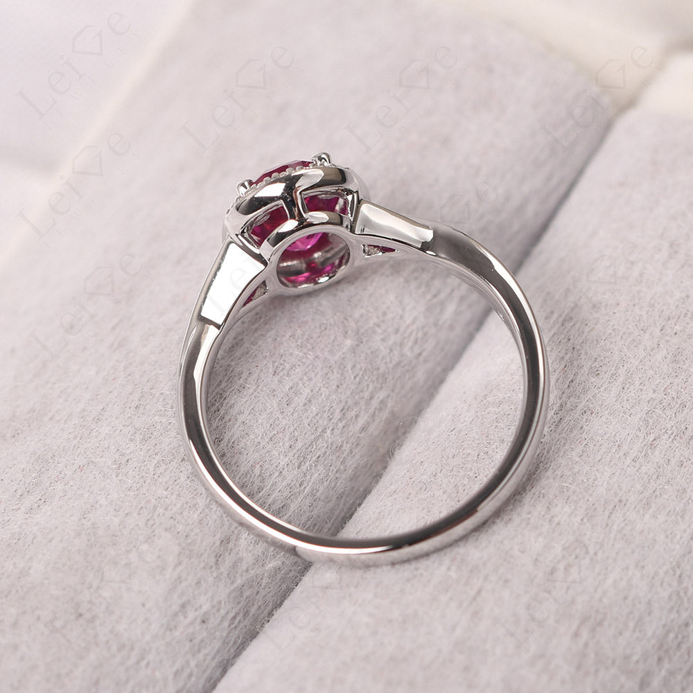 Oval Ruby Halo Engagement Ring