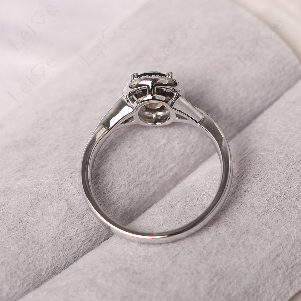 Oval Smoky Quartz Halo Engagement Ring