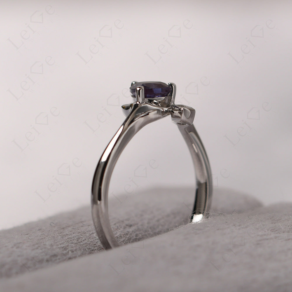 Pear Shaped Alexandrite Leaf Engagement Ring