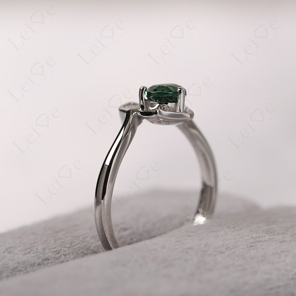 Pear Shaped Green Sapphire Leaf Engagement Ring