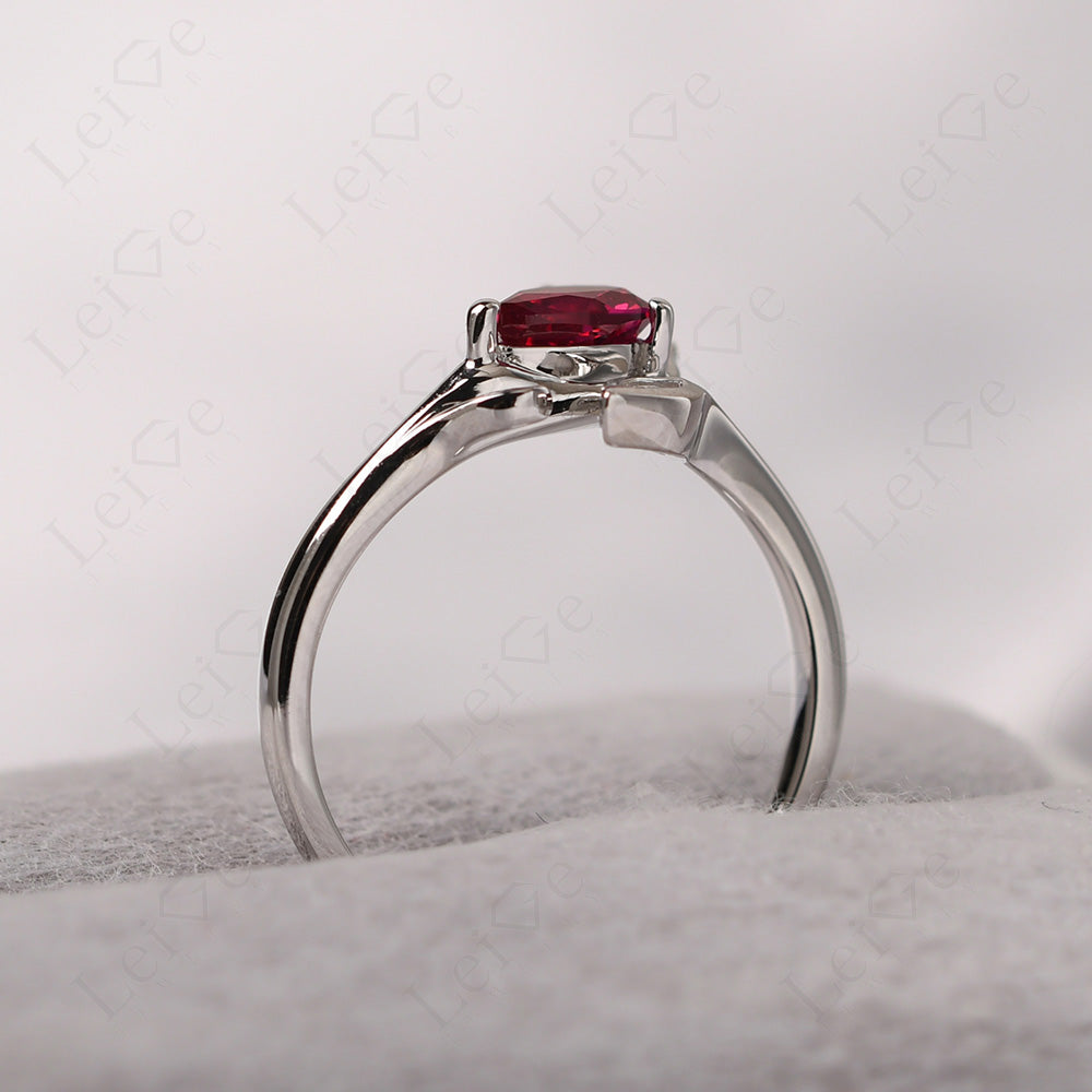 Pear Shaped Ruby Leaf Engagement Ring