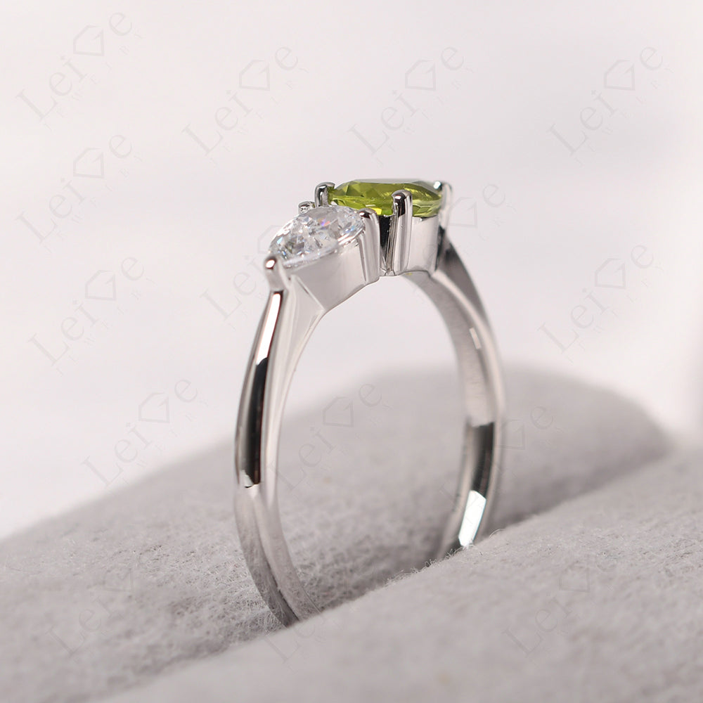 East West Pear Cubic Zirconia And Peridot Ring
