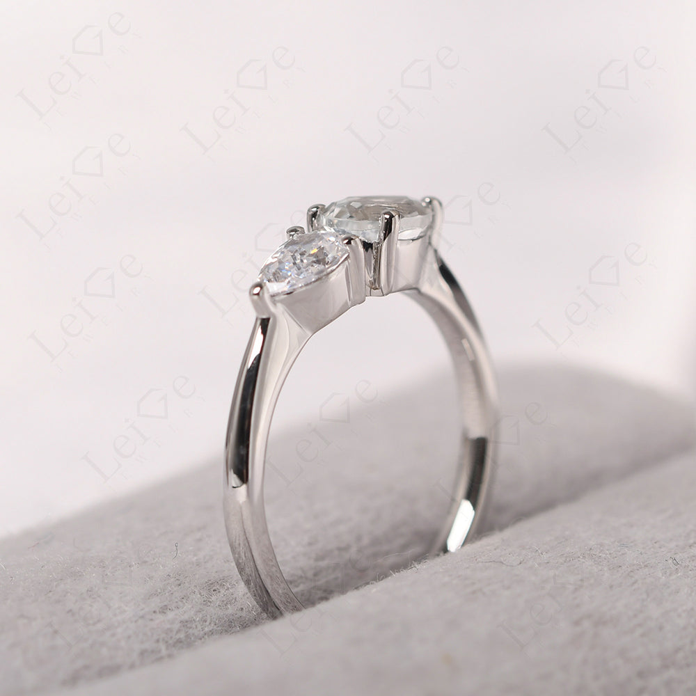 East West Pear Cubic Zirconia And White Topaz Ring