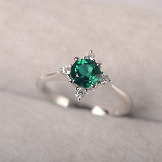 Emerald Ring North Star Ring Yellow Gold