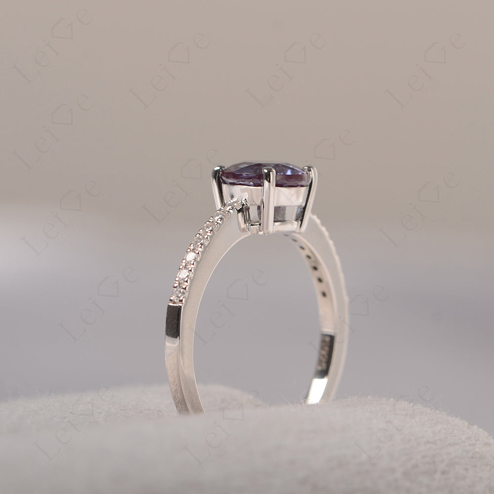Alexandrite Wedding Ring Round Cut Sterling Silver