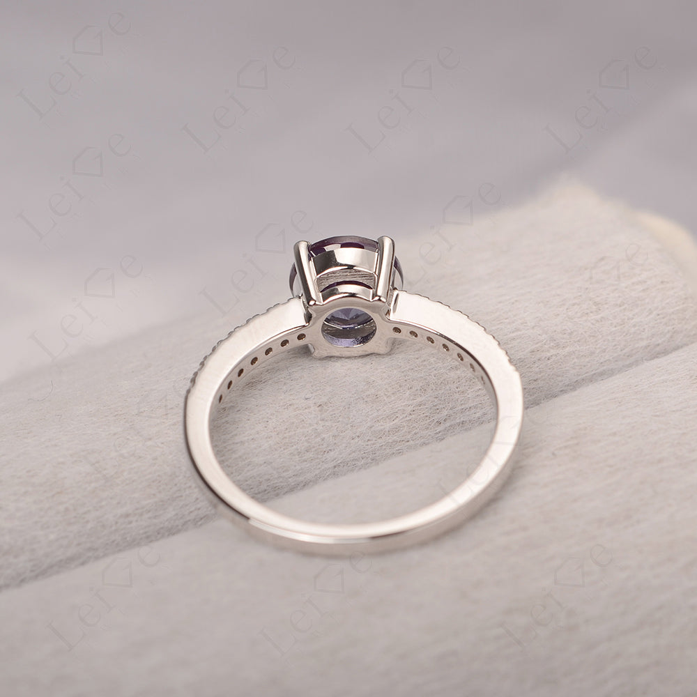 Alexandrite Wedding Ring Round Cut Sterling Silver