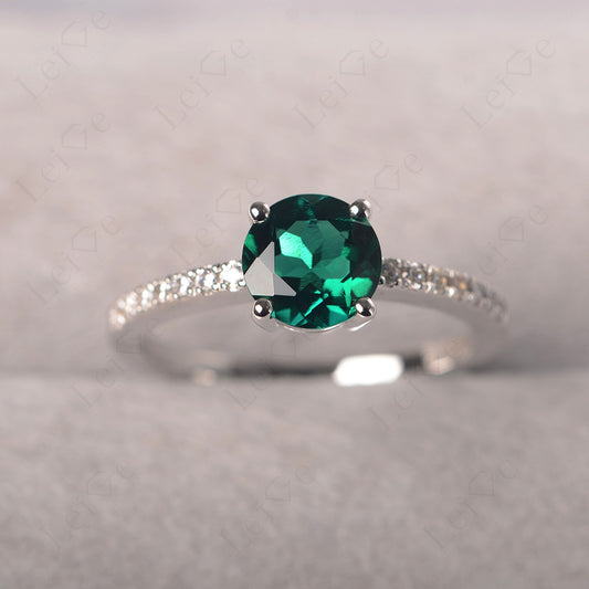 Emerald Wedding Ring Round Cut Sterling Silver