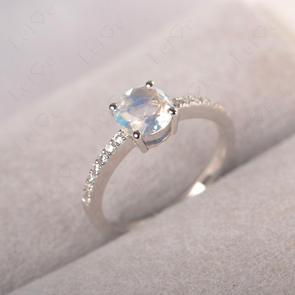 Moonstone Wedding Ring Round Cut Sterling Silver