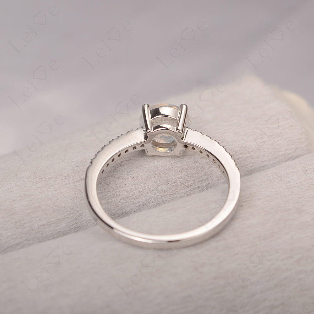 Moonstone Wedding Ring Round Cut Sterling Silver