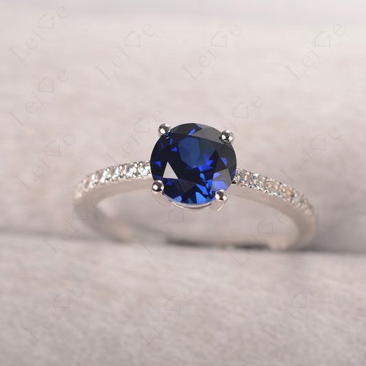 Sapphire Wedding Ring Round Cut Sterling Silver