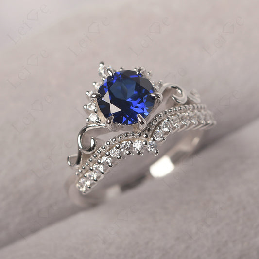Vintage Sapphire Cocktail Ring Yellow Gold