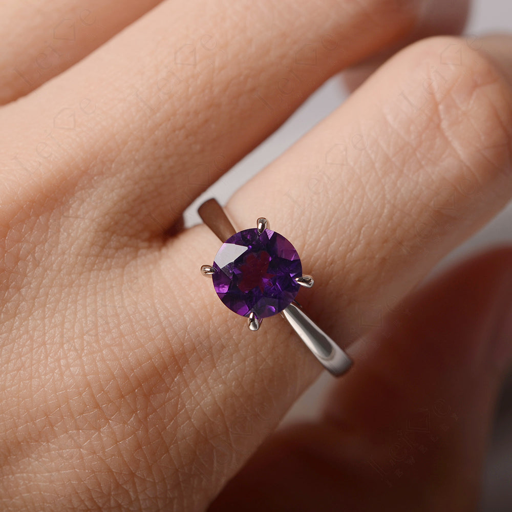 Amethyst Cathedral Solitaire Engagement Ring