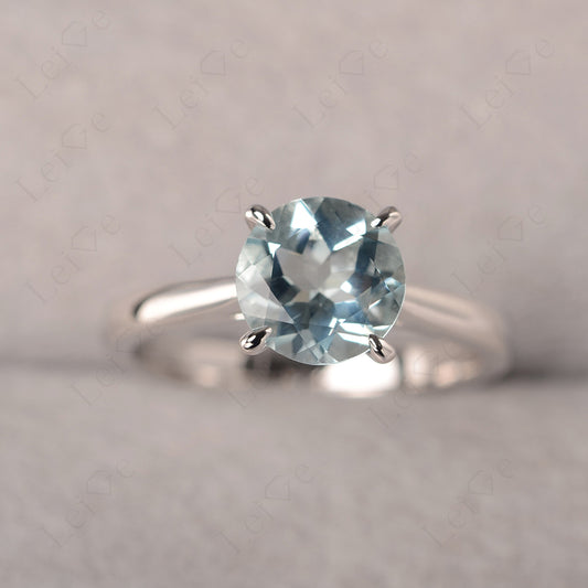 Aquamarine Cathedral Solitaire Engagement Ring