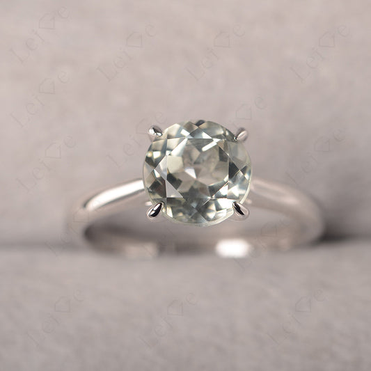 Green Amethyst Cathedral Solitaire Engagement Ring