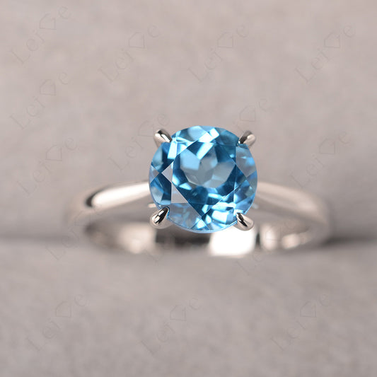 Swiss Blue Topaz Cathedral Solitaire Engagement Ring