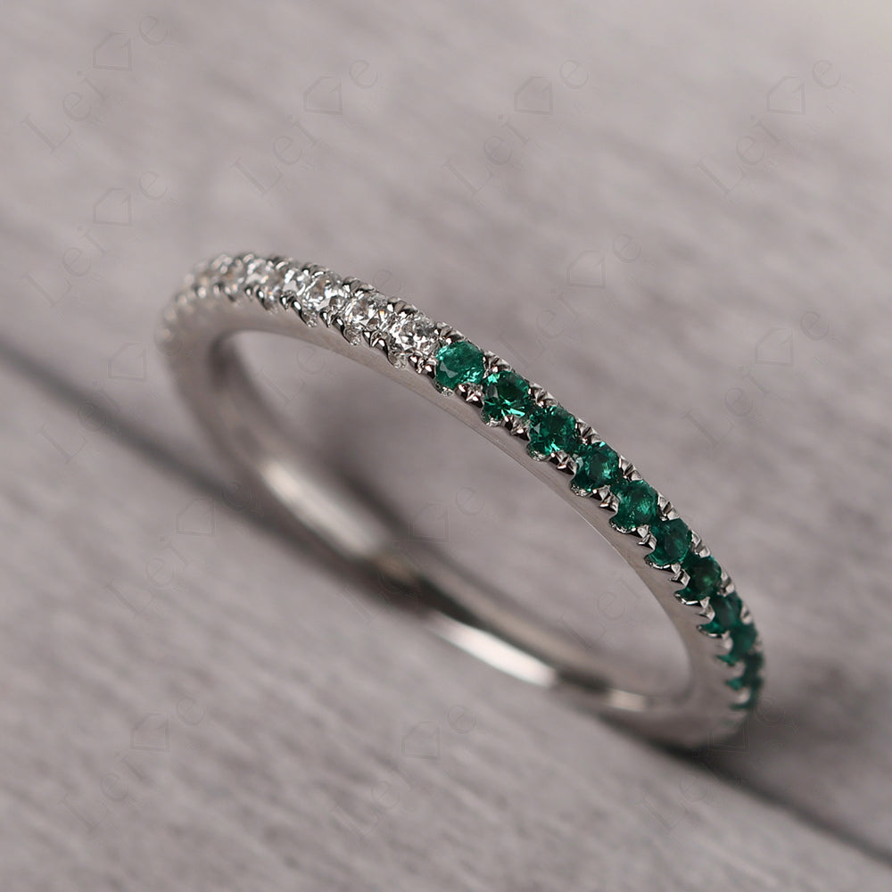 Cubic Zirconia And Emerald And Peridot Eternity Ring Silver