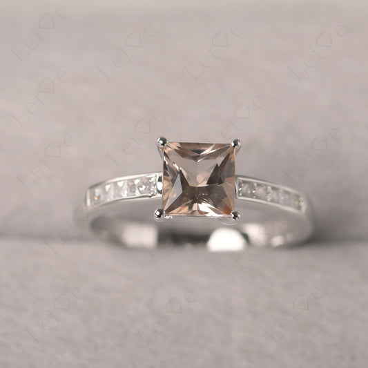 Morganite Wedding Rings Princess Cut Rose Gold