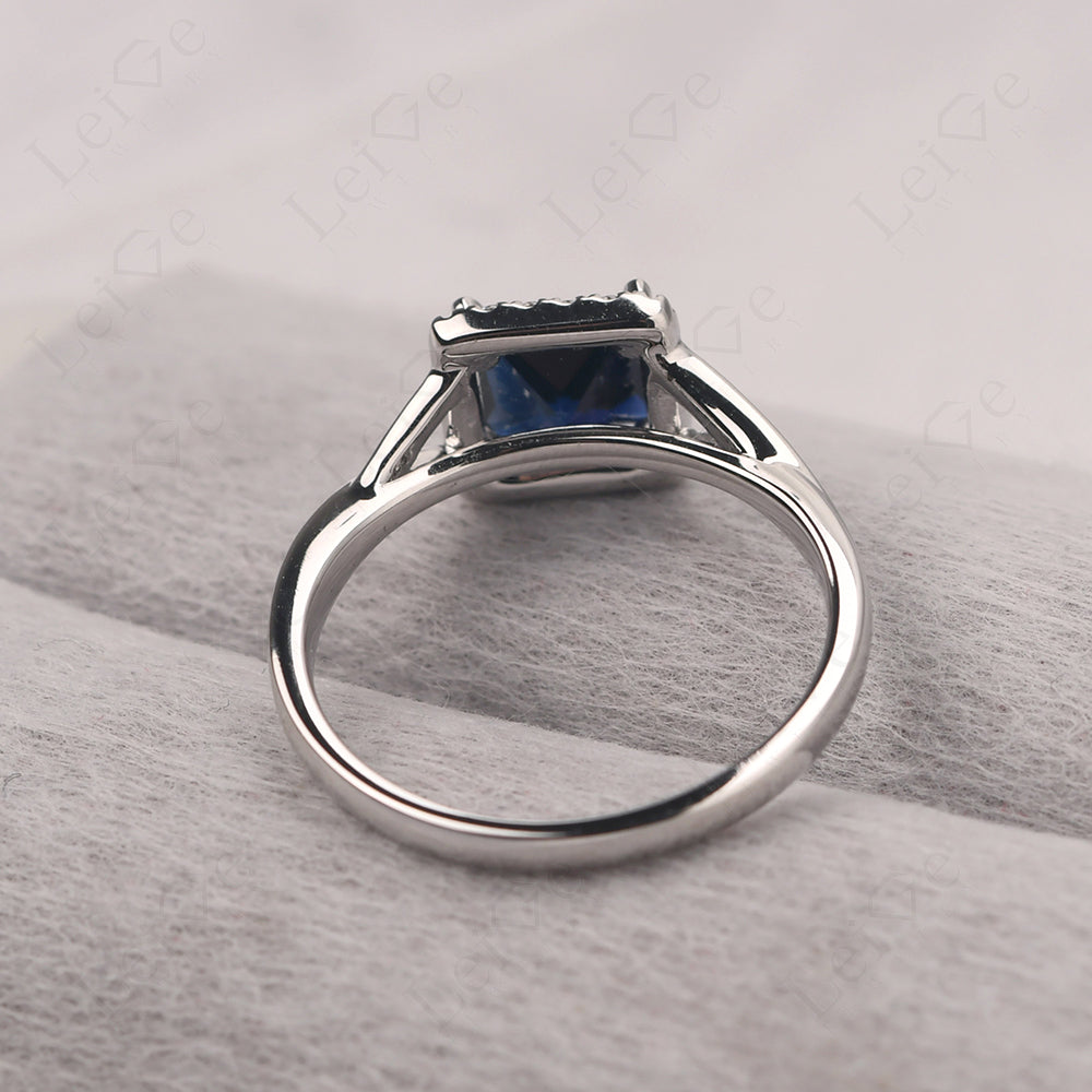 Sapphire Split Shank Halo Engagement Rings