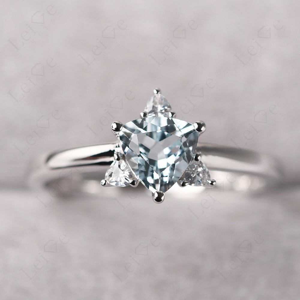 Six Point Star Ring Aquamarine Wedding Ring