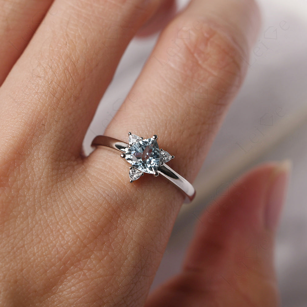 Six Point Star Ring Aquamarine Wedding Ring