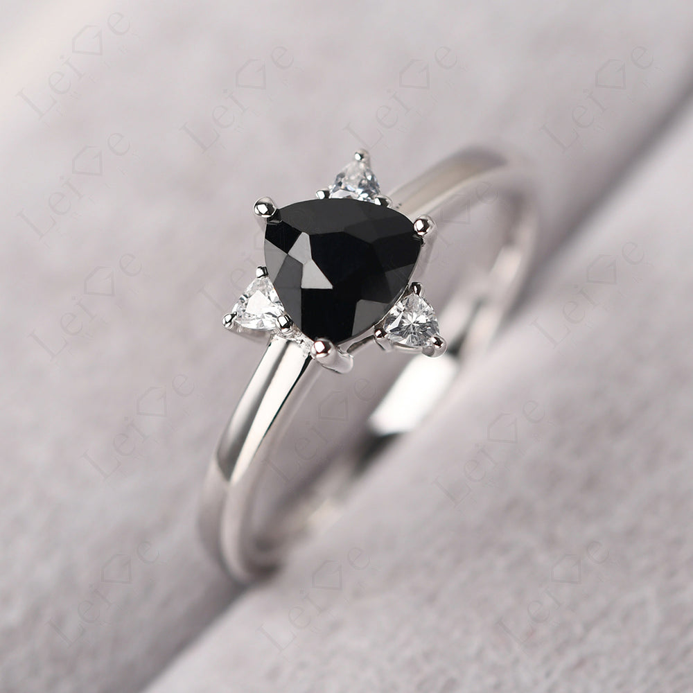 Six Point Star Ring Black Spinel Wedding Ring