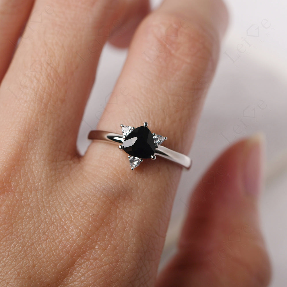 Six Point Star Ring Black Spinel Wedding Ring