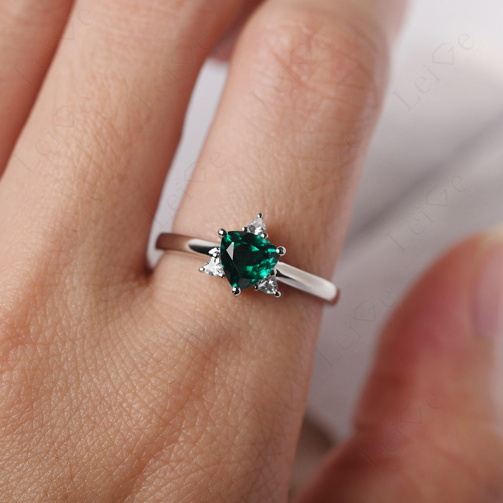 Six Point Star Ring Emerald Wedding Ring